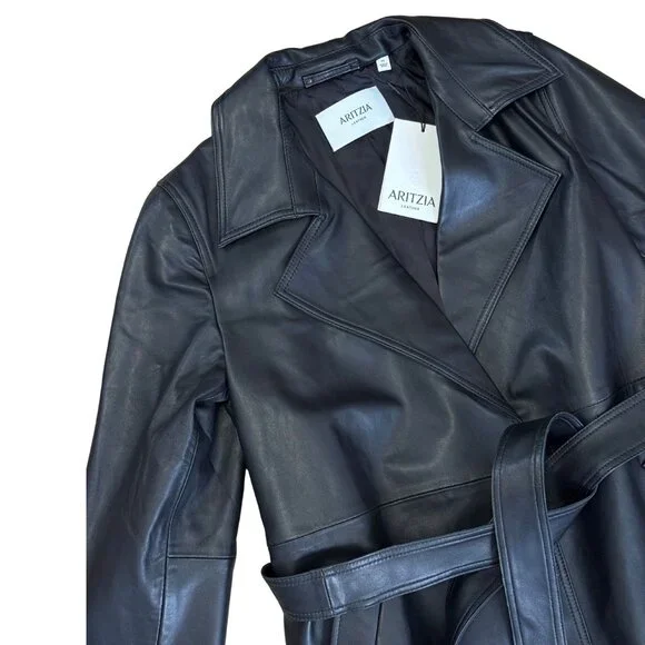 ARITZIA Silva 100% Leather Trench Coat NWT M $698 - Picture 6 of 8